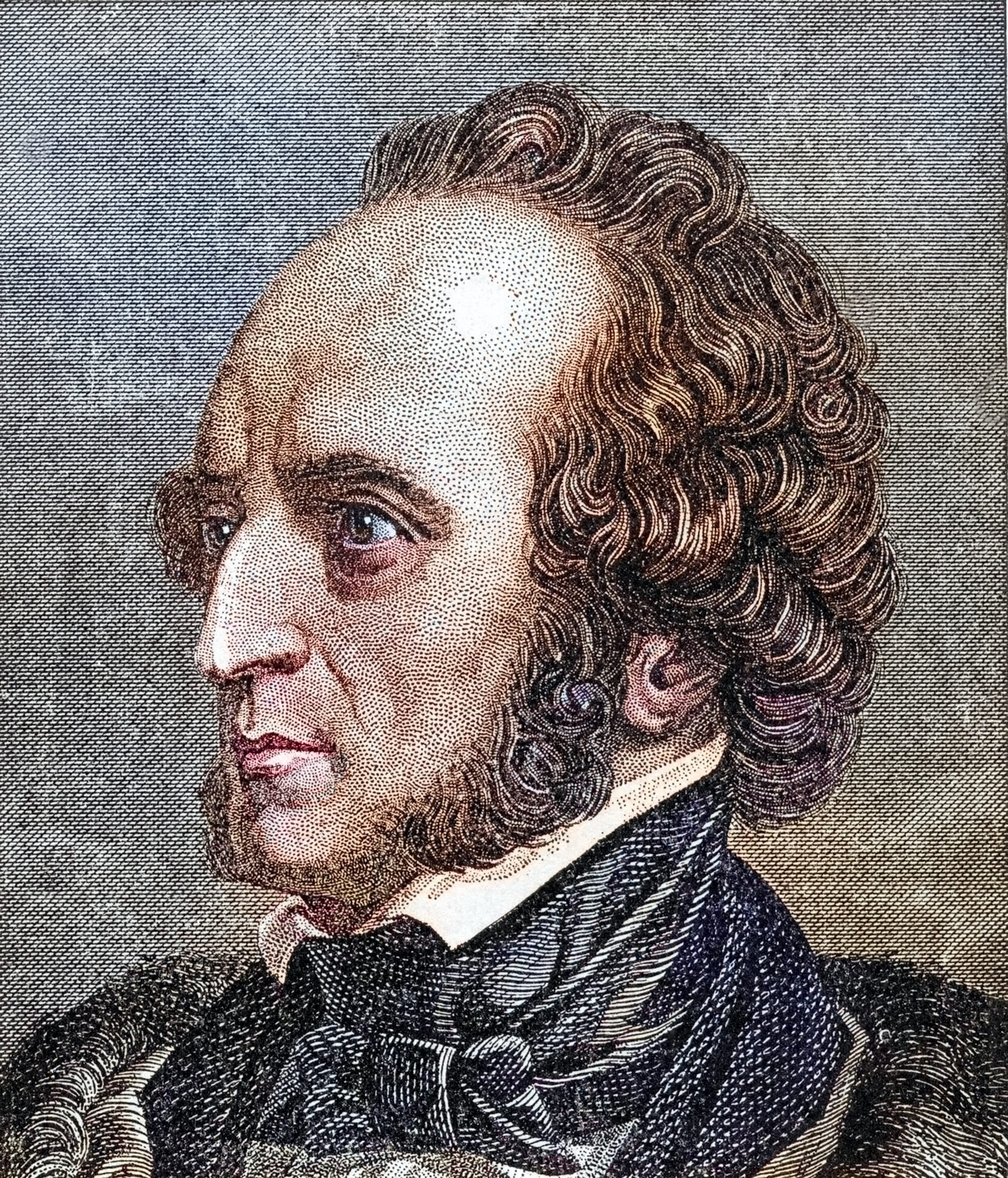 Felix Mendelssohn German composer and pianist colorised portrait